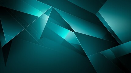Poster - A captivating abstract background featuring sharp, geometric shapes in shades of teal and turquoise, suitable for various design projects, wallpapers, or modern art inspiration.