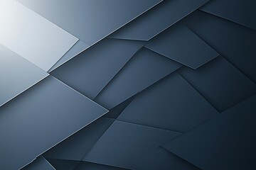 Poster - An artistic composition featuring layered, dark blue geometric shapes. The design creates depth and texture, suitable for backgrounds, presentations, or digital art projects.