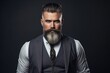 © Mykola - Bearded Gentleman Portrait in Trendy Suit. Copy Space for Mock Up