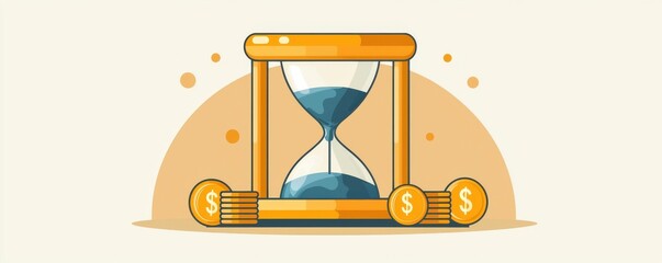 Poster - Illustration of an hourglass with coins symbolizing time's monetary value