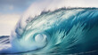 © ekim - Beautiful turquoise wave in the Pacific curls on a sunny day. Big breaking ocean wave.