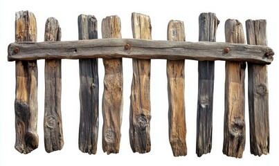 Wall Mural - A close-up shot of a weathered wooden fence with a clipping path for easy isolation, barrier, isolated, wood