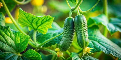 Canvas Print - Tiny Cucumber Plants Sprouting: Detailed Macro Photography