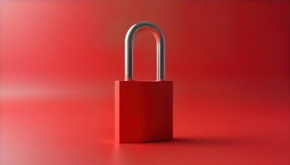 Leinwandbilder - Red padlock on red background. Security concept. Safeguard, protection, access control. Modern design element. Suitable for tech, business, abstract concepts. Illustrative graphic. Represents data