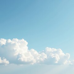 Wall Mural - Soft, fluffy white clouds drift across a pale blue sky , stratus, scene, space