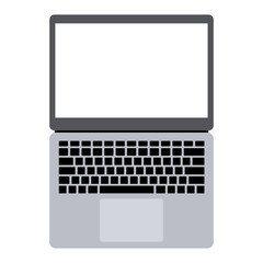 Poster - Laptop with empty white screen. Portable computer device. Modern digital technology with copy space for presentation. Template notebook. Vector illustration isolated	on white.