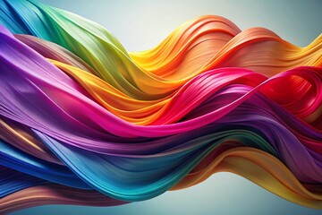 Wall Mural - Vibrant Abstract Fabric Waves: Colorful Flowing Textile Design on Light Background