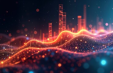 Poster - Global investment concept. Abstract digital graph showing worldwide trade, exchange. Futuristic data visualization. Economic growth visualized. Modern financial tech. Dynamic chart. Trendy global