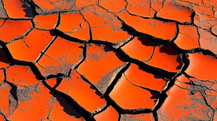 Abstract Orange Cracked Earth Texture Background