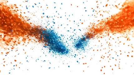 Wall Mural - orange and blue flying particles isolated