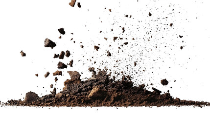 Wall Mural - falling soil dirt isolated on white or transparent