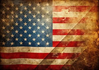 Wall Mural - Vintage Patriotic Background:  Grunge American Flag Design with Text Space for Holiday Greetings