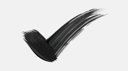 Poster - A bold, stylish check mark rendered in brush strokes against a clean white backdrop, perfect for design inspiration.