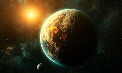 Wall Mural - a shimmering aurora-like spectacle dances across the polar skies of a distant planet, colorful, cosm