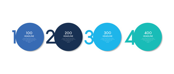 Wall Mural - 4 elements scheme, diagram. four empty connected circles. infographic template.