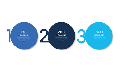 Wall Mural - 3 elements scheme, diagram. three empty connected circles. infographic template.