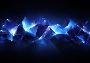 Poster - Abstract geometric background with glowing blue triangles and polygons creating a futuristic digital landscape, perfect for technology and science themes