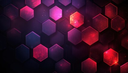 Poster - Abstract hexagonal background with vibrant gradients and cosmic elements, creating a futuristic and bold design suitable for technology and creative projects
