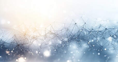 Poster - Abstract Network Design with Interconnected Lines and Dots Showcasing Technology and Data Connections in a Soft Gradient Background