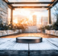 Poster - Simple Black Frame Mockup Leaning Against White Surface in Modern Bright Interior Setting
