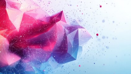Poster - Abstract Digital Background with Colorful Geometric Shapes and Connecting Lines, Perfect for Technology and Innovation Themes