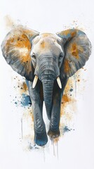 Poster - Majestic elephant walking gracefully, showcasing stunning details and vibrant colors in a creative illustration. Generative AI
