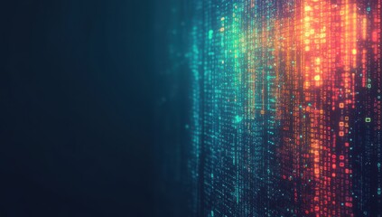 Poster - Futuristic Abstract Digital Background with Colorful Data Streams and Intricate Patterns Illustrating Technological Connectivity and Virtual Environments