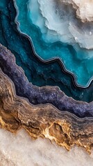 Aufkleber - Close Up of Vibrant Geode Layers in Blue Purple and Brown Tones Capturing Natural Beauty : Generative AI