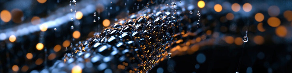 Poster - Close-up of Flowing Liquid with Bokeh Lights