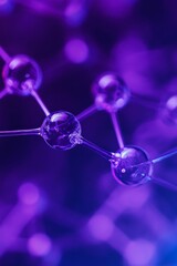Poster - Molecular Structure, Connected Spheres on Purple and Blue Background, Science, Chemistry