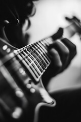 Aufkleber - Closeup of Acoustic Guitar Strings and Fingers Playing Melodious Musical Harmony : Generative AI