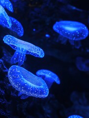 Aufkleber - Glowing bacteria thrive under ultraviolet light creating a stunning underwater display. Generative AI