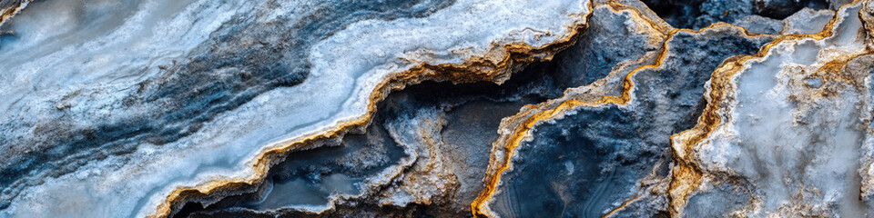 Wall Mural - Blue, Gray, and Gold Layered Mineral Deposits