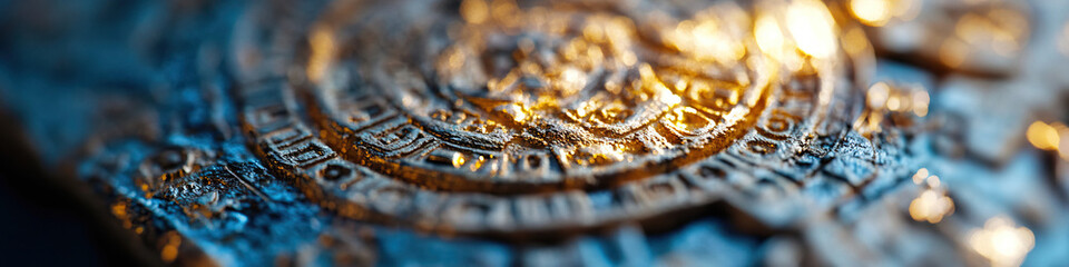 Wall Mural - Close-up of Intricately Carved Circular Artifact