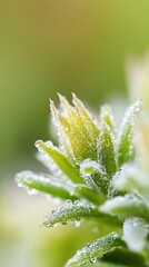 Aufkleber - Macro Shot of Dew-Covered Green Plant with Soft Background and Crisp Details : Generative AI