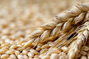 Poster - Close-up of Golden Wheat Ears and Grains for Agriculture and Harvest Themes : Generative AI