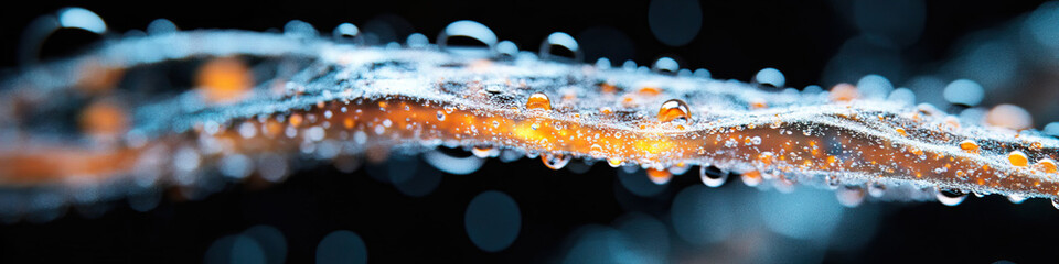 Canvas Print - Close-up of Liquid Film with Bubbles and Droplets