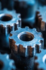 Aufkleber - Closeup View of Metal Gears Symbolizing Industrial Machinery and Precision : Generative AI