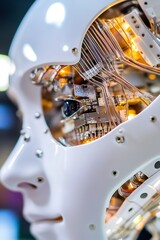 Poster - Closeup of Futuristic Artificial Intelligence Robot with Visible Internal Components : Generative AI