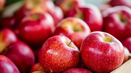Poster - Close-Up of Freshly Picked Red Apples Displaying Rich Color and Natural Texture : Generative AI