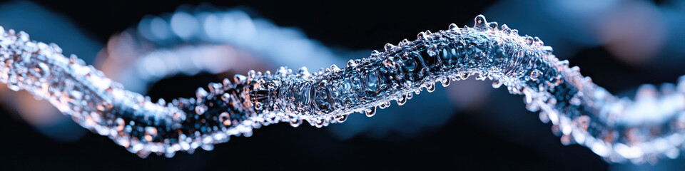 Poster - Digital Render of Translucent Wavy Strand with Spherical Droplets