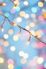 Poster - Vibrant Bokeh Background with Twinkling Warm Fairy Lights for Festive Celebrations : Generative AI