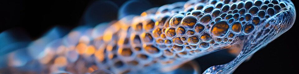 Poster - Microscopic View of Bubble Clusters with Blue and Orange Gradient
