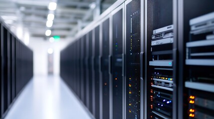 Aufkleber - Cutting Edge Data Center Corridor with Modern Network Servers : Generative AI