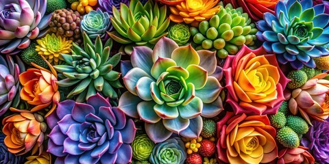 Poster - Vibrant Succulent Collection A Colorful Array of Echeveria and Other Exquisite Plants
