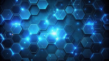Leinwandbilder - Abstract Hexagon Network Background with Glowing Blue Lights