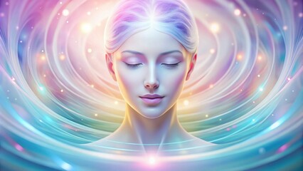 Aufkleber - Serene Woman Enveloped in a Whimsical Light Aura