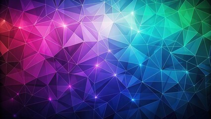Poster - Abstract Geometric Low Poly Background with Vibrant Color Gradient and Glowing Nodes