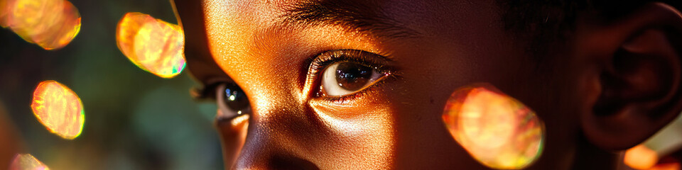 Wall Mural - Close-up Portrait: Child's Face with Bokeh