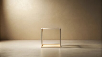 Poster - Empty Light Beige Cube Display on Neutral Floor